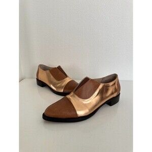 Jenni Kayne D'orsay Loafer Rose Gold Almond Toe Cognac Brown Womens EU 36 US 5.5